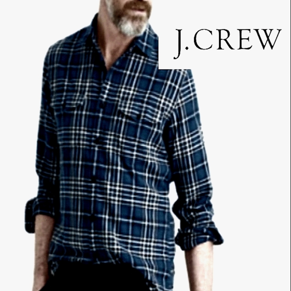 J. CREW MENS PLAID MID WEIGHT SHIRT